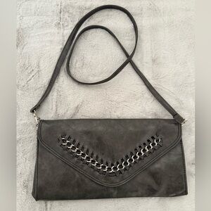 Nicole by Nicole Miller Gray Clutch with Chain Detail
